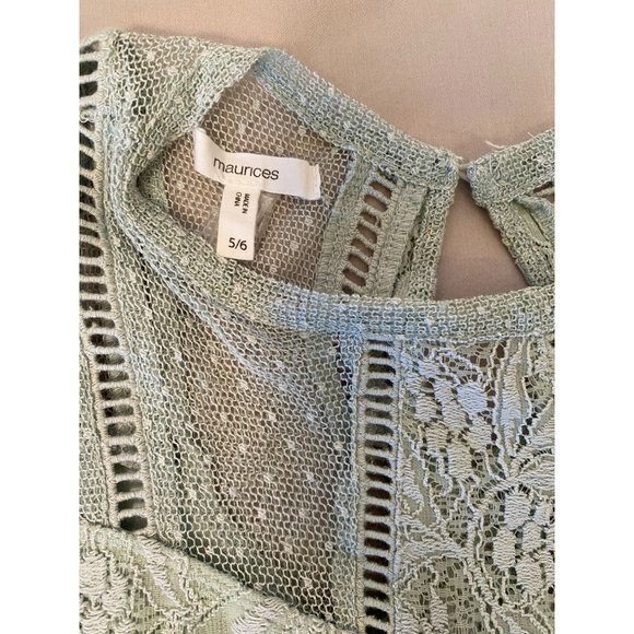 Women's Maurices Light‎ Mint Green Sleeveless Dress with Lace Size 5/6 - Picture 11 of 14